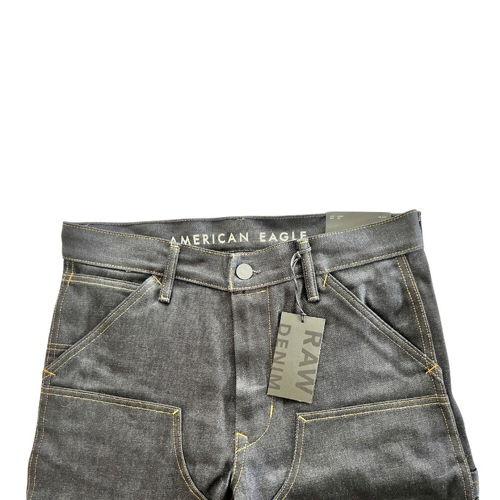 American Eagle AirFlex+ Slim Raw Hem Dark Wash Jeans 31x30 NWT - Picture 3 of 8